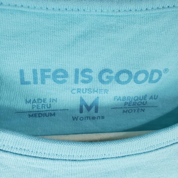 Life Is Good Womens Blue Be Hoppy Flower Crusher Tee Short Sleeve Size Medium - Picture 3 of 7